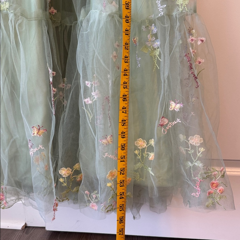 Green Floral Tulle Long Gown size 16 - Picture 13 of 14